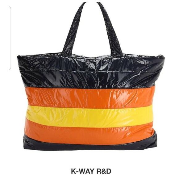 New JUMBO K-WAY X R&D PELAGIE NYLON MAXI TOTE BAG Puffy Shiny Retail $478!! - Picture 2 of 12